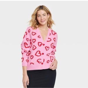 Target graphic Valentine’s Day heart button up cardigan